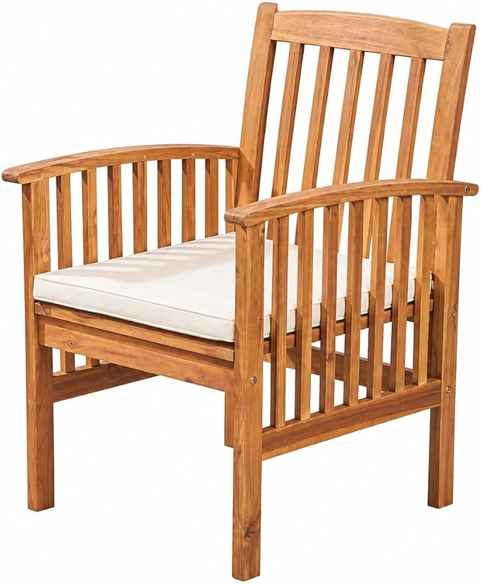 VilroCaz 7 Pieces Acacia Wood Outdoor Dining Set, All-Weather Extendable Table Large Table and 6 Armchairs for Lawn Backyard Garden Deck Poolside (Teak-)
