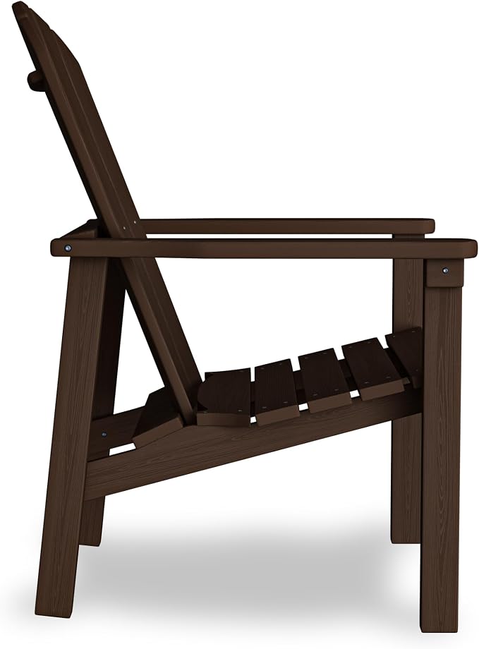 nevilywood Compact Stackable Adirondack Chairs Set of 4,HDPE,380lbs,Coffee | 26.3" Wide HDPE.All-Weather Outdoor.Maintenance-Free.Stackable for Storage.25°Curved Straight Backrest.Quick Assembly