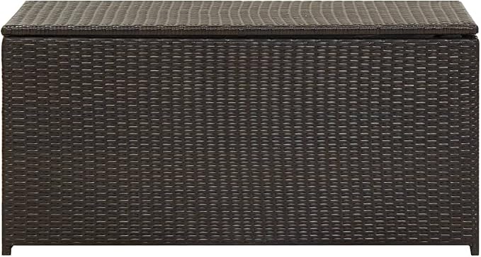 Patio Storage Box Poly Rattan 39.3"x19.6"x19.6" Brown Patio Garden Outdoor Storage Container, Furniture Deck Box (Weight:22.05 lbs) -AA