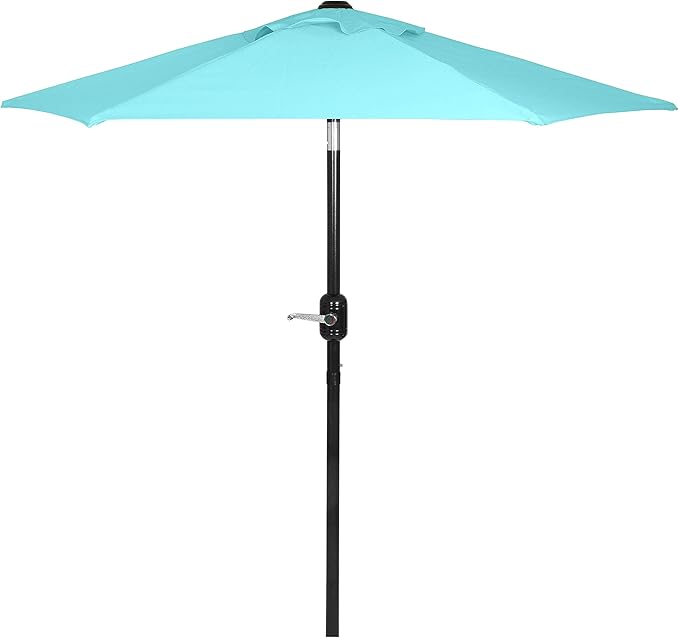 6 Ft Outdoor Patio Umbrella, Easy Open/Close Crank and Push Button Tilt Adjustment - Aqua Market Umbrellas