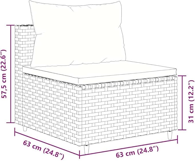 Patio Furniture Sets,Outdoor loveseat,Patio Conversation Sets,5 Piece Patio Lounge Set with Cushions Brown Poly RattanSuitable for Patio, Garden, Gazebo Low