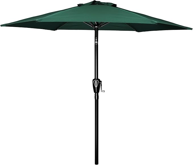 Simple Deluxe 7.5ft Patio Umbrella Outdoor Table Market Yard Umbrella with Push Button Tilt/Crank, 6 Sturdy Ribs for Garden, Deck, Backyard, Pool, Green