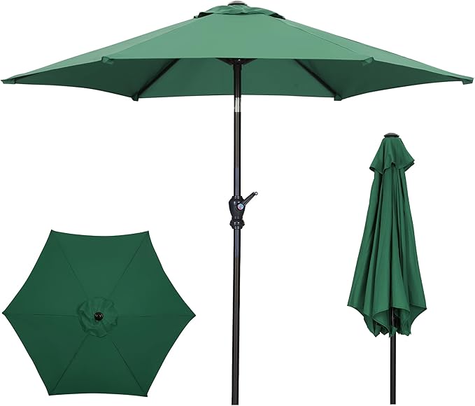 7.5FT Patio Umbrella, Outdoor Table Umbrella, Market Umbrella with Push Button Tilt and Crank for Garden, Lawn, Deck, Backyard & Pool