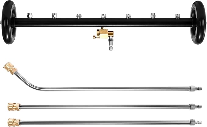 Tool Daily Dual-Function Undercarriage Cleaner 24 Inch, Water Broom for Pressure Washer with 7 Nozzles, Undercarriage Pressure Washer Attachment with 3 Extension Wands, 4000 PSI