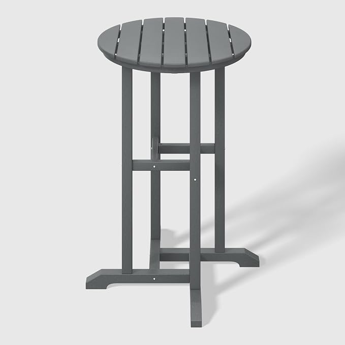 WestinTrends Malibu 37" Counter Height Round Outdoor Patio Bistro Bar Table, Gray