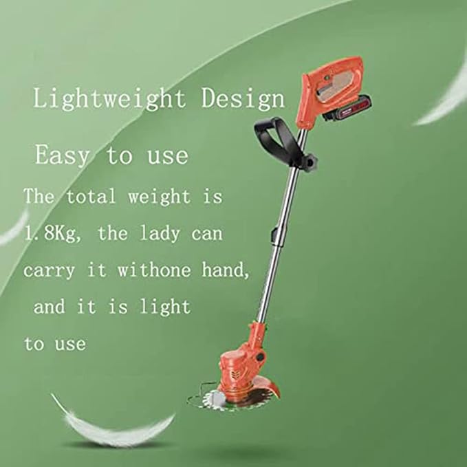 Weed Wacker,21V 2Ah Battery Powered String Trimmer with 2 Batteries and 3 Types Blades,Lightweight and PowerfulBattery poweredfor Yard and Garden (red)