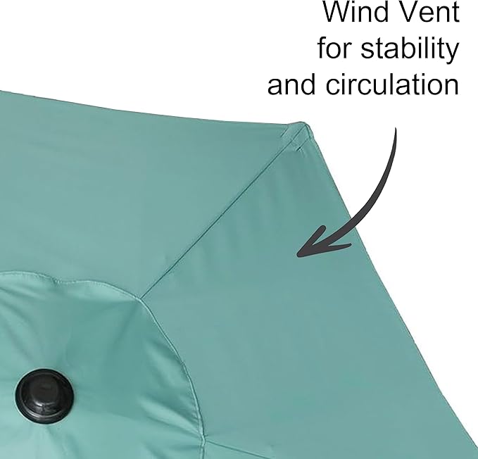 AMMSUN 6ft Patio Umbrella Outdoor Table Umbrellas with Push Button Tilt, UPF50+ Premium Steel Pole and Ribs for Deck, Lawn, Garden, Backyard & Pool (Aqua Green)