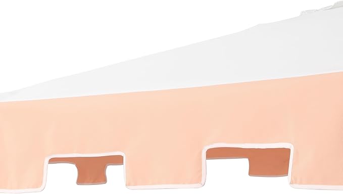 JONATHAN Y Baiona 9 ft. White/Coral Pink Outdoor Patio Umbrella with Crank Lift and Tilt, 8 Ribs UV-Resistant Market Table Umbrella with Square Trim for Pool, Deck, Coastal, White Pole UMB1000C