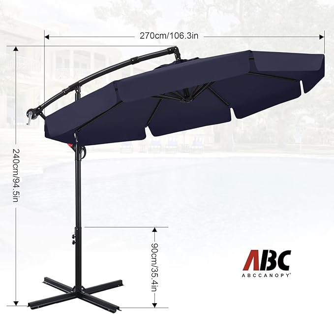 ABCCANOPY Premium Cantilever Patio Umbrellas 9FT (Tibetan Blue)