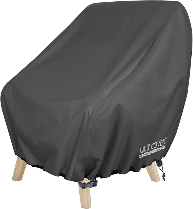 ULTCOVER Waterproof Patio Chair Cover – Outdoor Lounge Deep Seat Single Lawn Chair Cover Fits Up to 28W x 30D x 32H inches, Black
