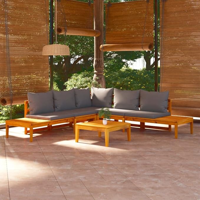 Patio Lounge Set with Dark Gray Cushions,Patio Furniture Sets,Patio Conversation Sets,Outdoor Furniture Sets,for Garden,Backyard,Outdoor,4 Piece Acacia Wood