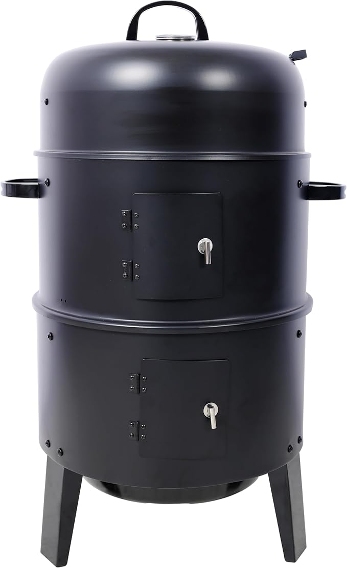 16-Inch Vertical Charcoal Smoker Grill, 3-in-1 BBQ Smoker & Grill with Thermometer, Dual Doors, Adjustable Vents, Portable Outdoor Cooker for Camping & Backyard