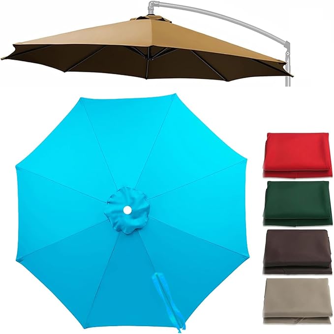 Cantilever Umbrella Replacement Canopy 7.5ft/9ft/10ft/11ft 6/8 Ribs, Fade Resistant Outdoor Offset Patio Umbrella Fabric Cover, Waterproof Shade Top for Deck