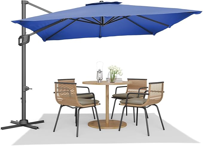 Garvee Cantilever Patio Umbrella 10x10 ft Large Rectangle Umbrella Outdoor Market Umbrellas 360 Rotation Offset Hanging Outdoor Shade for Patio