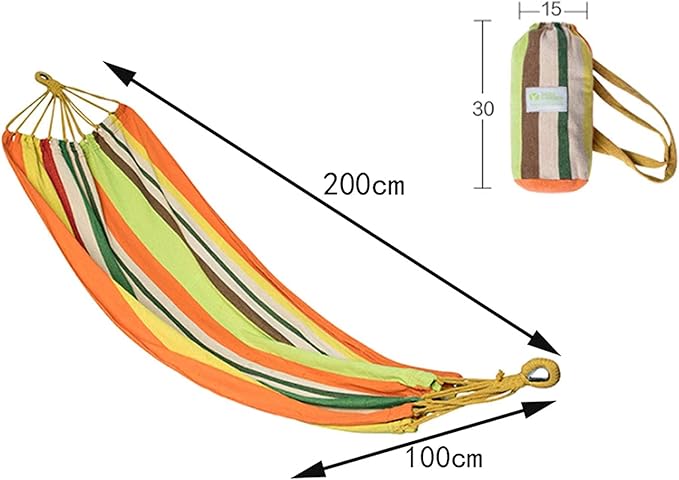 Camping Hammock Bed Swing Chair Hammock Fabric Wide Thick Canvas Anti-Rollover with Carrying Bag for Summer Camping Travelling Hiking Picnic Hammock Swing (Color : Orange, Size : 200 * 100cm)