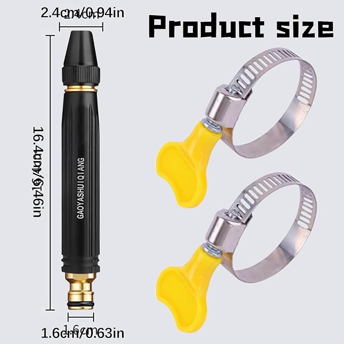 High Pressure Power Car Water Washer Nozzle with Metal Connector, Garden Hose Sprayer for Car Washing and Outdoor Cleaning, Sturdy Watering and Pressure Cleaning Accessory (3Pcs)