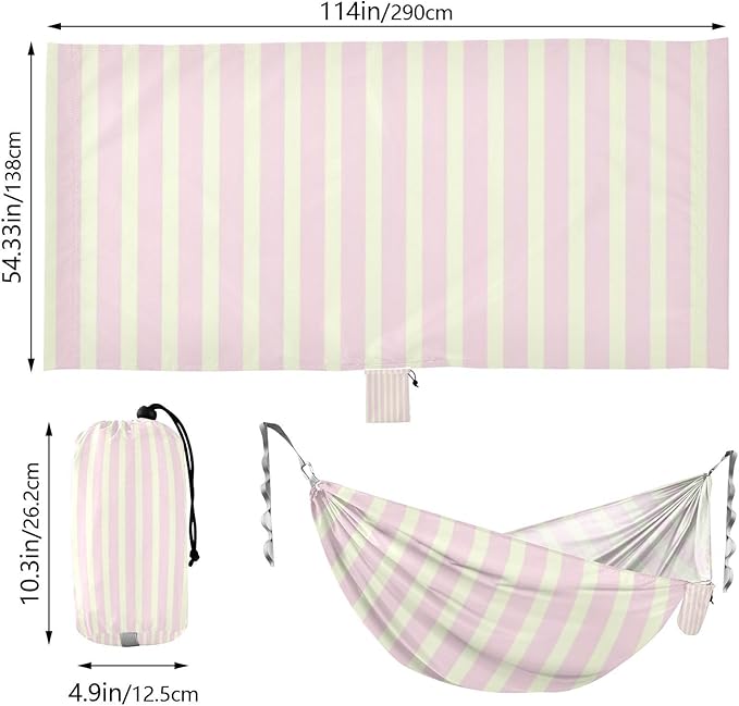 Pink Vertical Stripes 330lb Capacity Outdoor Hammocks Indoor Hammock for Outside Patio Garden hamaca para Patio Exterior