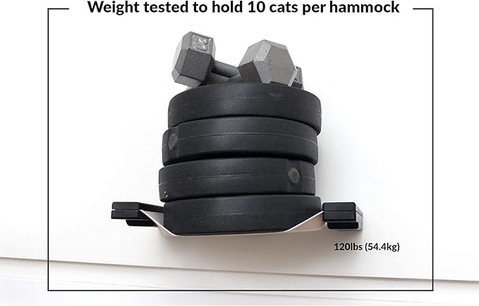 Catastrophic Creations Cat Feeder Lounge w/Cat Hammock Natural Bamboo Cat Wall Furniture — Wall Mounted Cat Feeder — Highly Customizable, Cat Tested & Approved (25 Inch)
