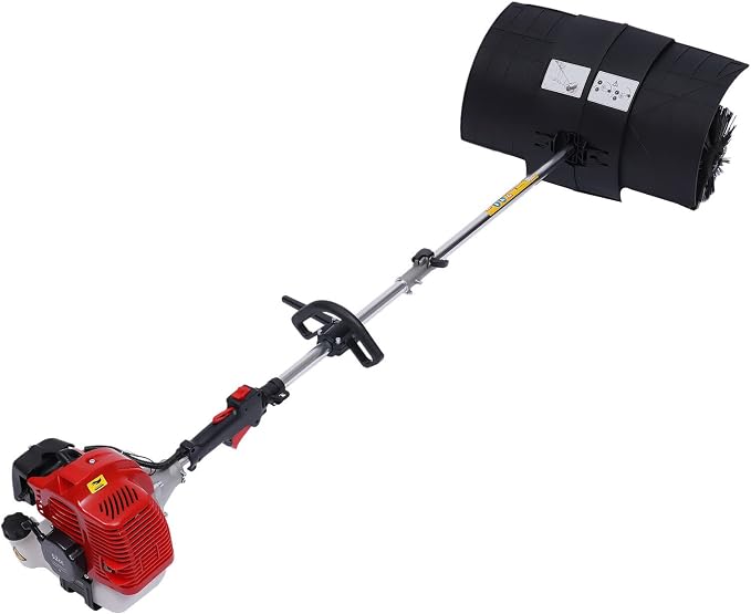 52cc 2-Stroke Handheld Sweeper, 1700W 2.3HP Gas Power Broom Engine Sweeper for Cleaning Boulevards Lawn Garbage and Street Driveways Nylon Brush Sweeping Broom Air Cooled Motor