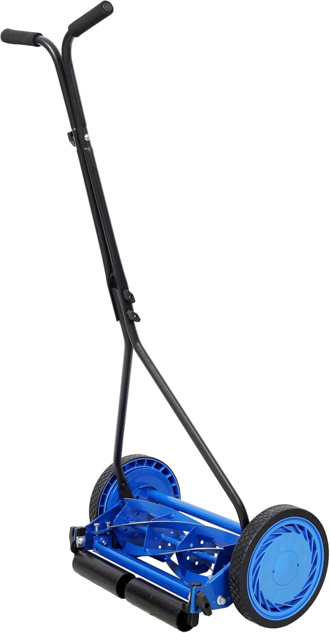 14in Push Reel Lawn Mower 5-Blade Manual Grass Cutter for Small Lawns,Lightweight & Eco-Friendly Adjustable Cutting Height 0.5"-2.25",Noise-Free & Low Maintenance,Black Color