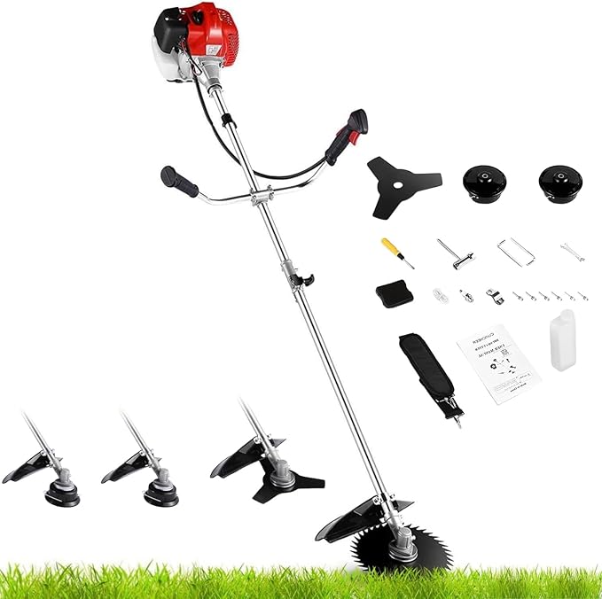 4-in-1 Gas Powered Weed Wacker, 58CC Gas String Trimmer Brush Cutter, 2-Cycle Straight Shaft Grass Trimmer for Heavy Duty Yard Work