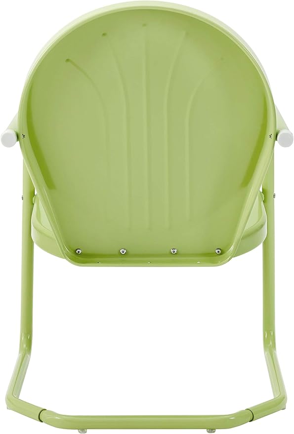 Crosley Furniture Griffith 5-Piece Outdoor Dining Set for 4, Retro Metal Round Patio Table and Chairs, White and Key Lime