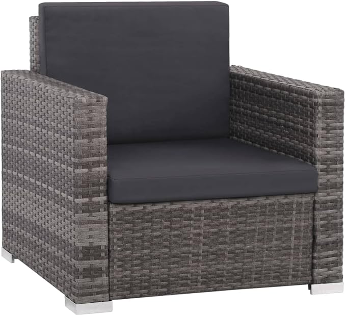 vidaXL Patio Furniture Set 12 Piece, Patio Conversation Set with Cushions, Outdoor Sectional Sofa with Coffee Table for Garden, Poly Rattan Gray