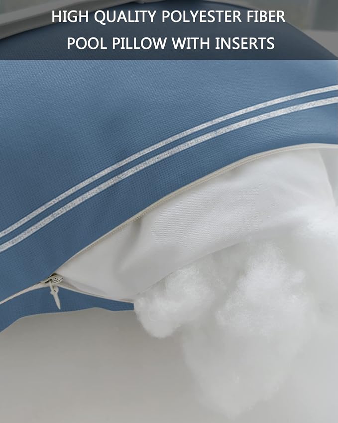 Outdoor Pillows Covers with Inserts Solid Color RoyalBlue Waterproof Recliner Pillow with Adjustable Strap Throw Pillows for Patio Furniture Pool Lounge Chair, 11x16 inch, 1PCS