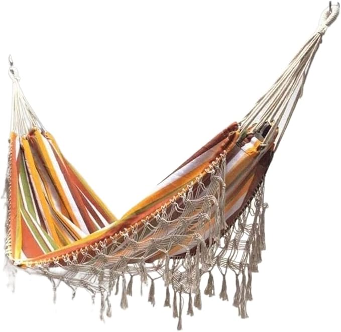 Camping Hammock Bed Tassel Cotton Hamock Outdoor Hammock Garden Swing Bed Load Capacity Up to 120 Lbs for Patio Yard Garden Hamacks Hammock Swing (Color : A)