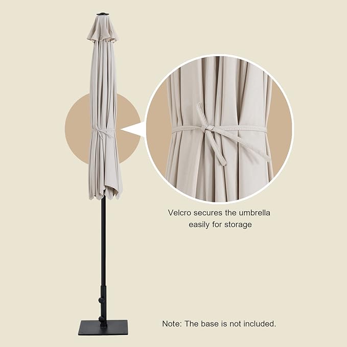 Tempera Striped Patio Umbrellas Outdoor Table Market Umbrellas with Crank & Pust Button Tilt|Auto-Tilt, 8 Steel Ribs, High Color-Fastness Canopy