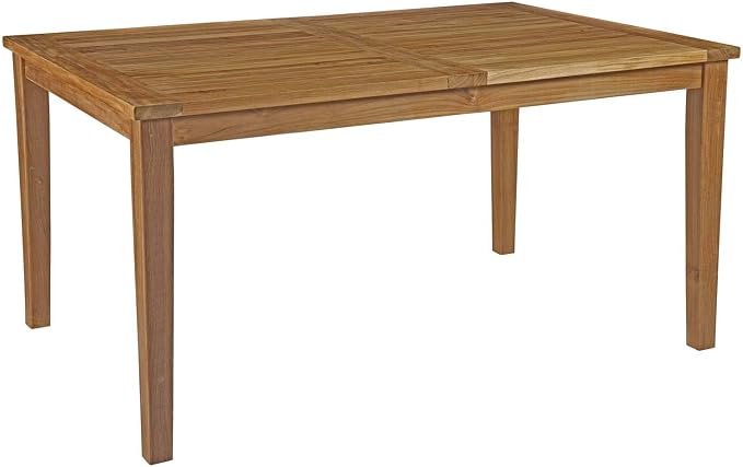 Modway Marina Premium Grade A Teak Wood 7 Piece Patio Teak Outdoor Dining Set in Natural White