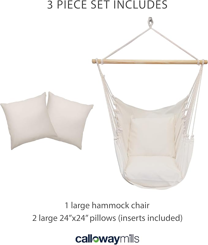 Calloway Mills Ivory Cloud Hammock Chair + 2 Pillow Set