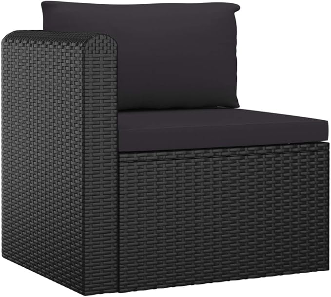 Patio Furniture Set,Outdoor Sectional Furniture Set,Outdoor Dining Set Sectional Sofa Patio Conversation Set,3 Piece Patio Sofa Set with Cushions Poly Rattan Black