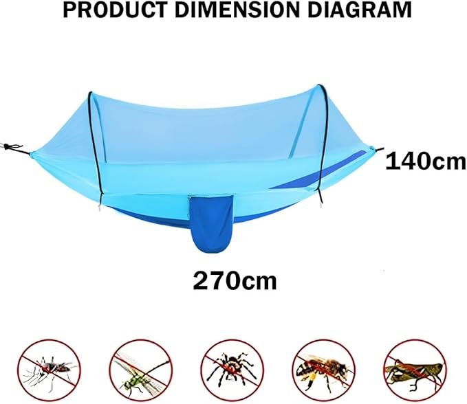 Portable Hammock, Mosquito Net for Hammockbuilt Net High Load Bearing, Perfect for Backpacking Hiking(Green,260 * 140cm)