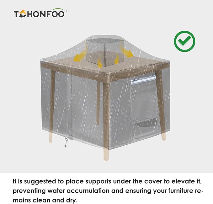 Square Patio Table Cover with Umbrella Hole - 60"L x 60"W x 23"H (COVER SIZE，NOT TABLE SIZE) Heavy Duty Waterproof 600D Oxford Fabric Outdoor Lawn Patio Furniture Covers