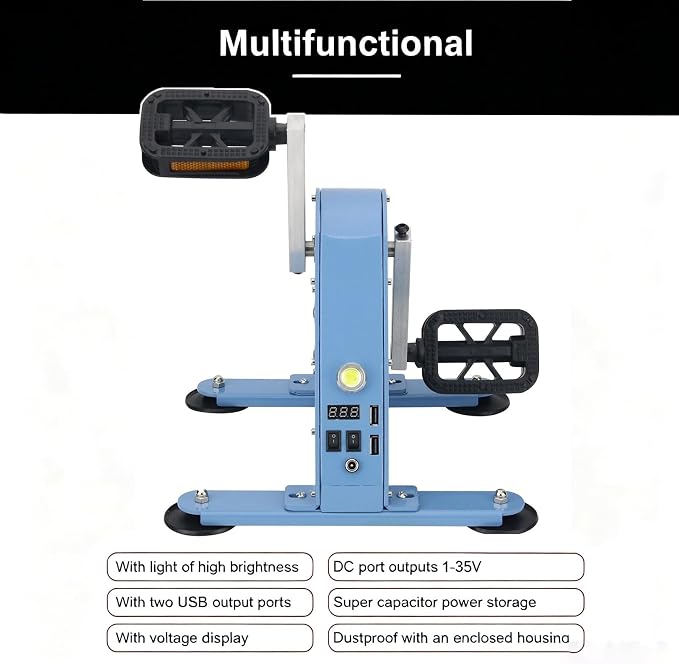 100W Portable Pedal Generator, Iron Coreless Brushless Permanent Magnet, Fitness Power Generation, Outdoor Charging, Used for Power Generation, Charging and Lighting