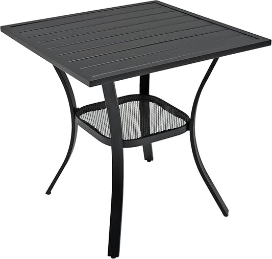 Anmutig 27.5" Square Small Patio Table with Weather-Resistant for Outdoor Dining - Black