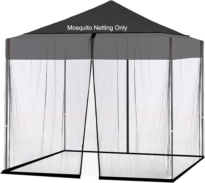 Umbrella Mosquito Netting, Square 10x10, for 10-13ft Patio Cantilever Umbrella, with Adjustable Rope and Double Zipper Door (Black)