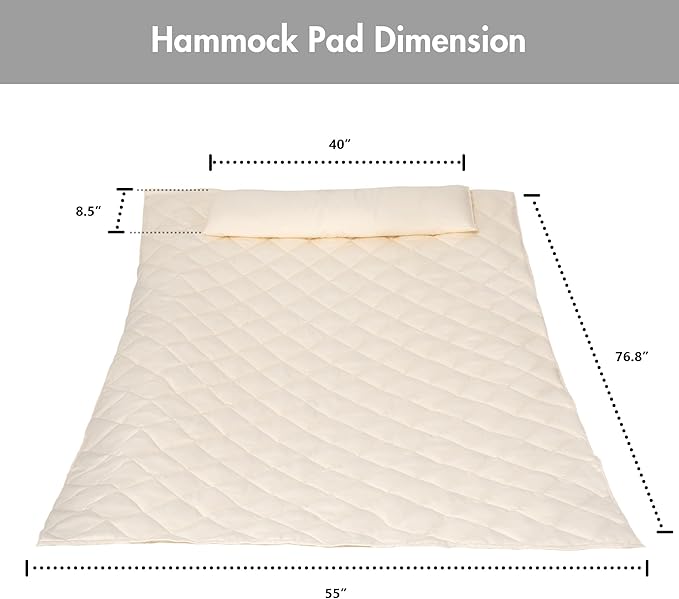 ANOW Double Hammock Pad and Hammock Pillow Set, Portable Polyester Hammock Pad, Cream