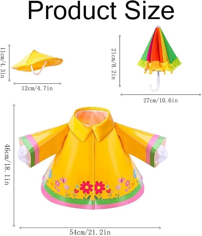 STONESTAR Raincoat Porch Goose Outfits with Umbrella Hat, Goose Spring Outfit Lawn Goose Raincoat Clothes Costume Fits 23" Geese Statue, Summer Garden Lawn Patio Yard Outdoor Decor (Raincoat-Flower)