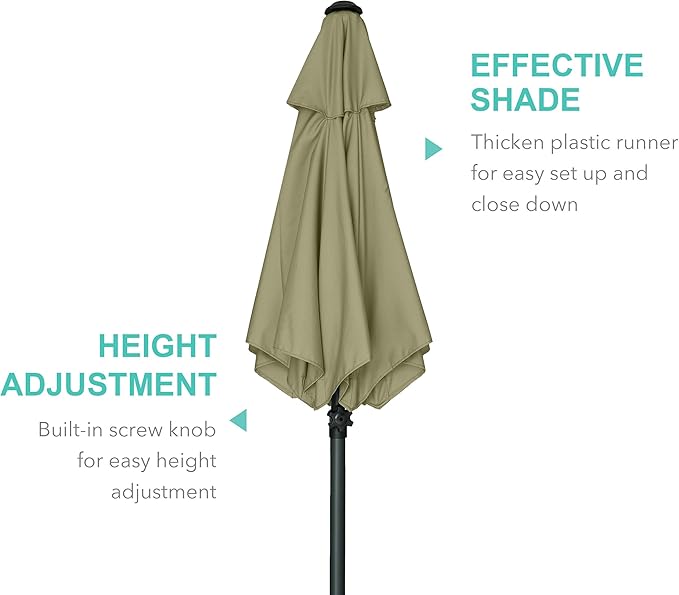 AMMSUN 6ft Patio Umbrella Outdoor Table Umbrellas with Push Button Tilt, UPF50+ Premium Steel Pole and Ribs for Deck, Lawn, Garden, Backyard & Pool (Khaki)