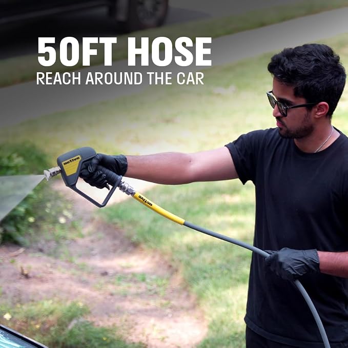 ACTIVE Pressure Washer Gun + 50ft Steel Braided Pressure Washer Hose for all types of Pressure Washers