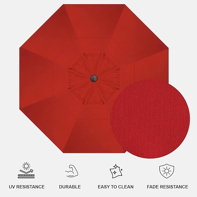 Treasure Garden AKZ PLUS Cantilever Umbrella 13' Octagonal Sunbrella Jockey Red Canopy and Bronze Frame with Rolling Base