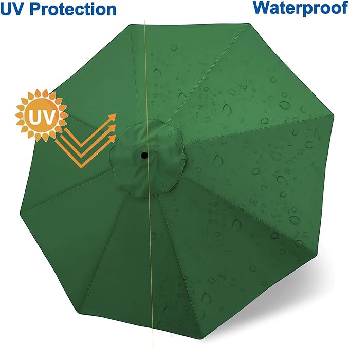 Patio Umbrella 9 ft Replacement Canopy for 8 Rib，Patio Umbrella Replacement Canopy Market Umbrella Top Fit Outdoor Umbrella Canopy（Only the top cover）