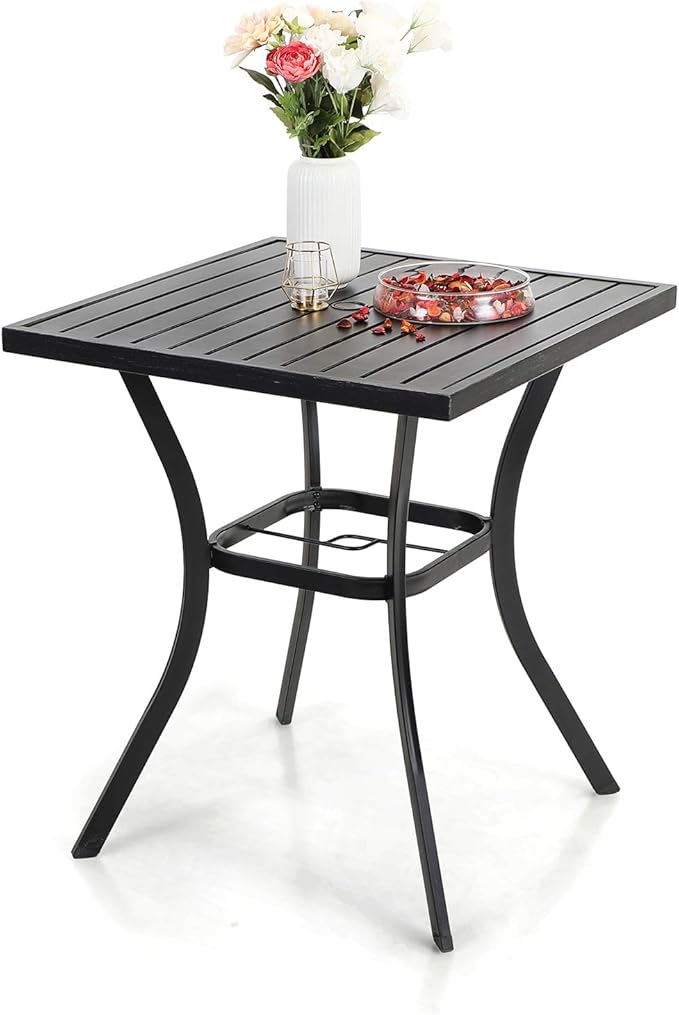 Sophia & William 31" Patio Square Bar Height Table Outdoor Bistro Counter Height Table with Umbrella Hole, 36" Height