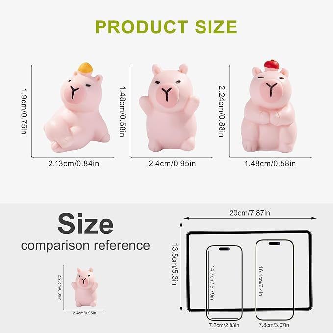 45 Pcs Mini Capybara Resin Figurines Capybara Figure Ornament Figurines for Home Office Desk Zen Garden Sensory Bins Collector Displays(Pink)
