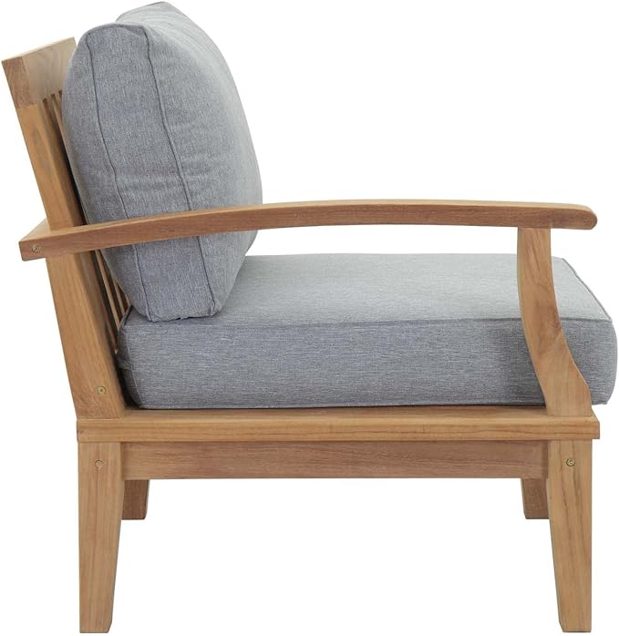 Modway EEI-1479-NAT-GRY-SET Marina Premium Grade A Teak Wood 8-Piece Outdoor Patio Furniture Set, Natural Gray