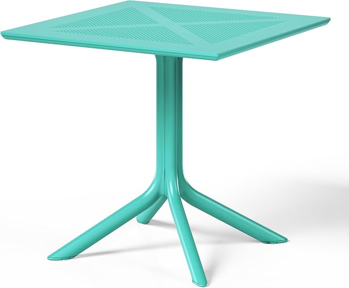 WestinTrends Playa 31.5" Square Plastic Outdoor Patio Dining Table for 4, Turquoise