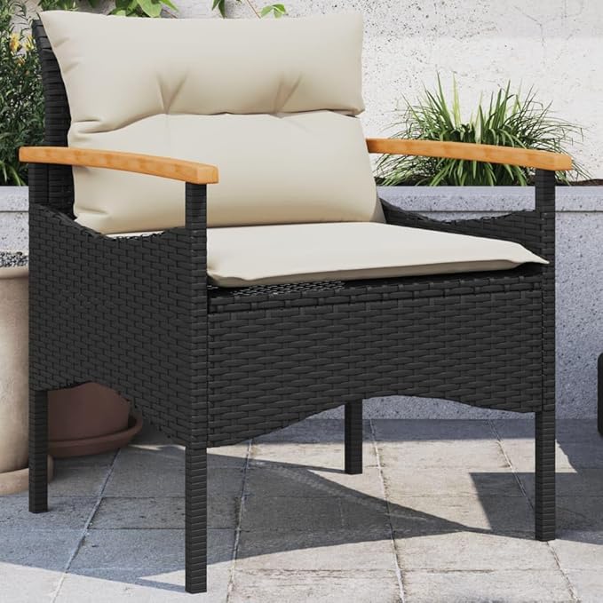 3 Piece Patio Sofa Set with Cushions, Outdoor Sofa Sets Patio Conversation Set Porch Furniture Set Front Porch Furniture for Garden Poolside Exhibition Piazza Black Poly Rattan