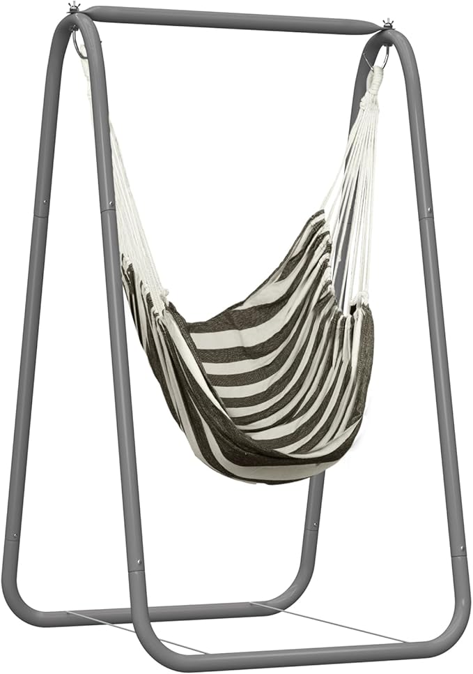 220Lbs Hammock Chair with Stand,Heavy-Duty Steel Hammock,Space Saving, Multi-Use Swing Chair for Outdoor Indoor(Without Pillow)